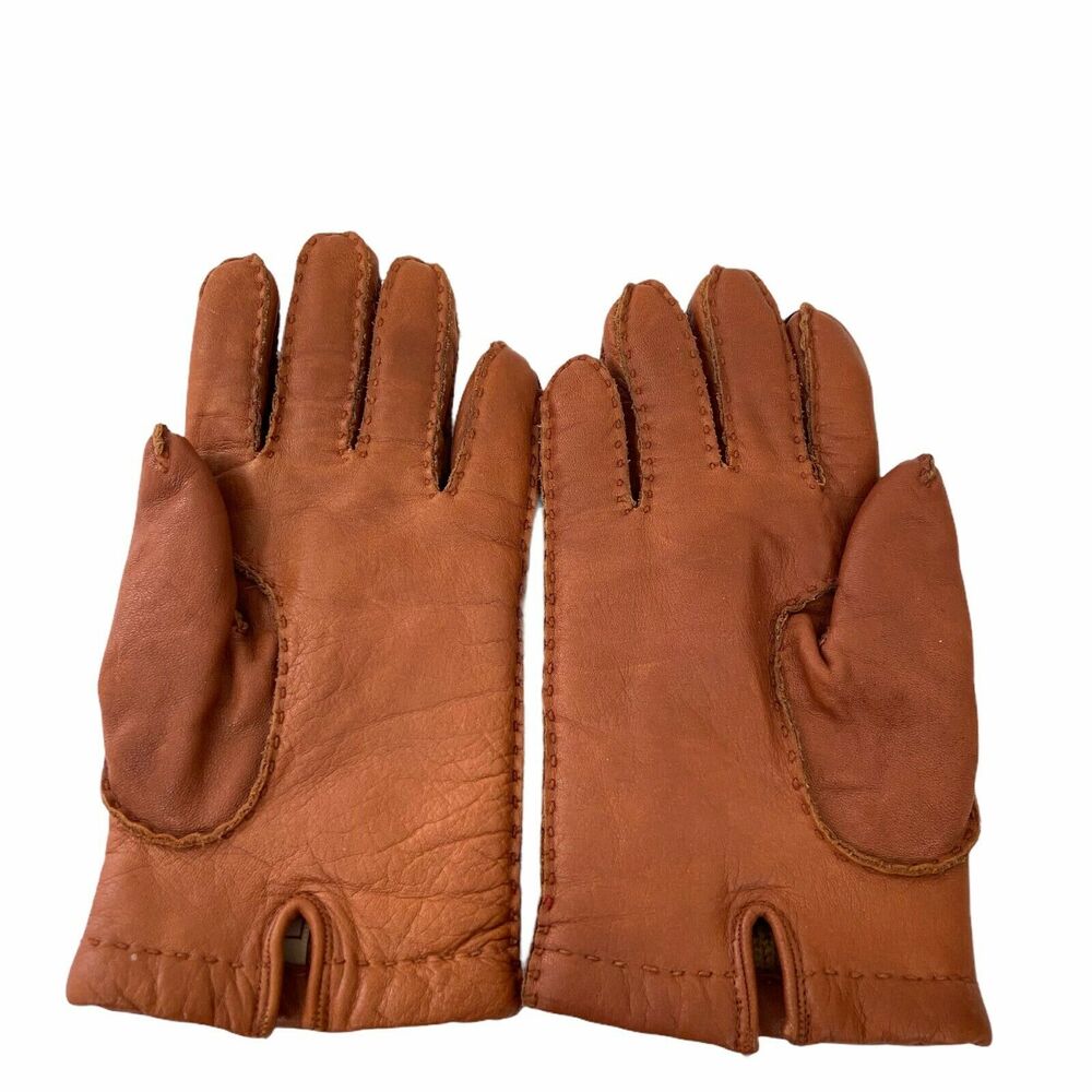 Leather Gloves Vintage Aris Women's Brown Soft Driving size Small - Picture 4 of 9